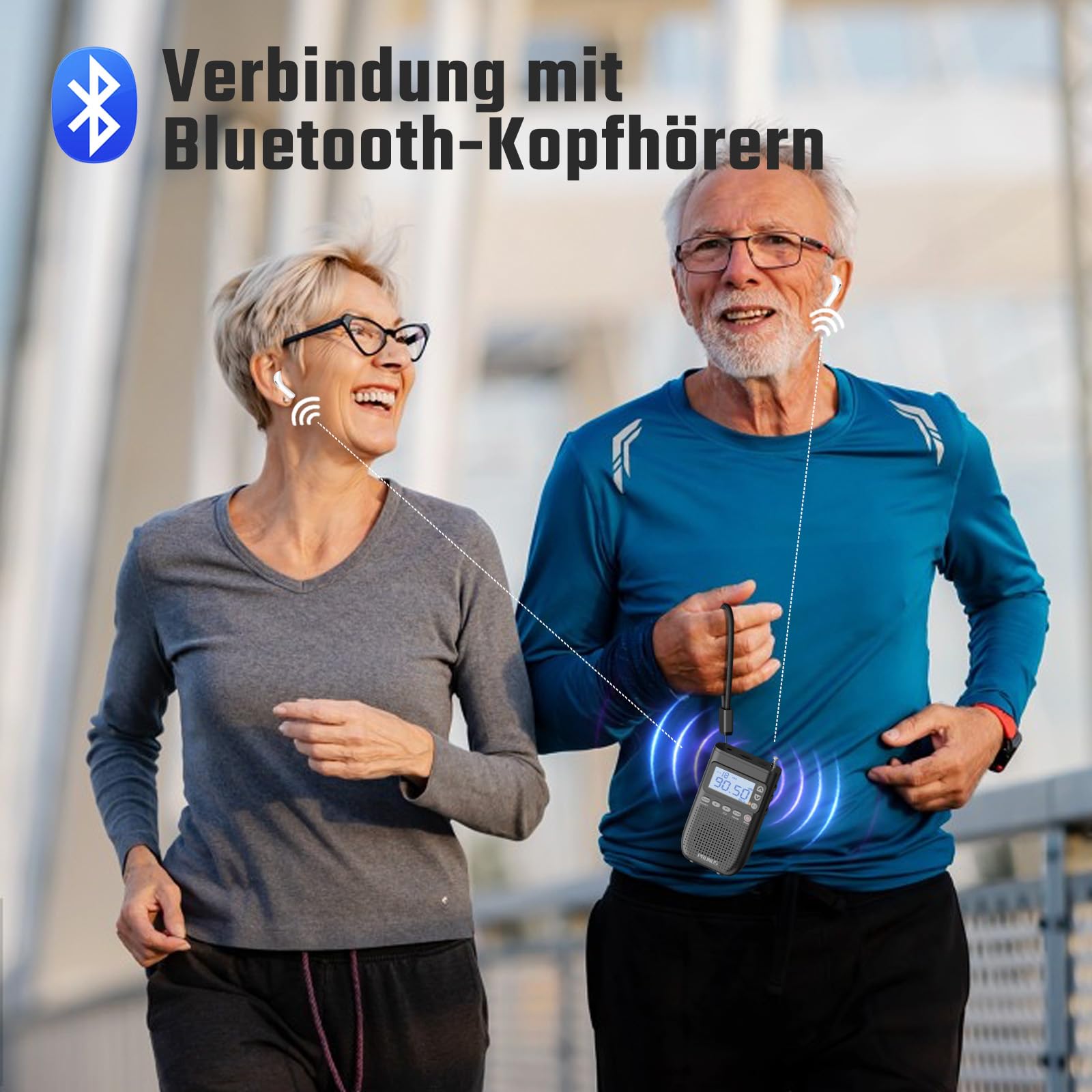 PRUNUS J-618 AM FM Mini Radio mit Bluetooth- Kopfhörern Verbunden, Digital Radio Klein unterstützt Manuelle Senderspeicher, Sleep Timer, Taschenradio mit 2000mah Akku, SD Card/Bluetooth Lautsprecher.