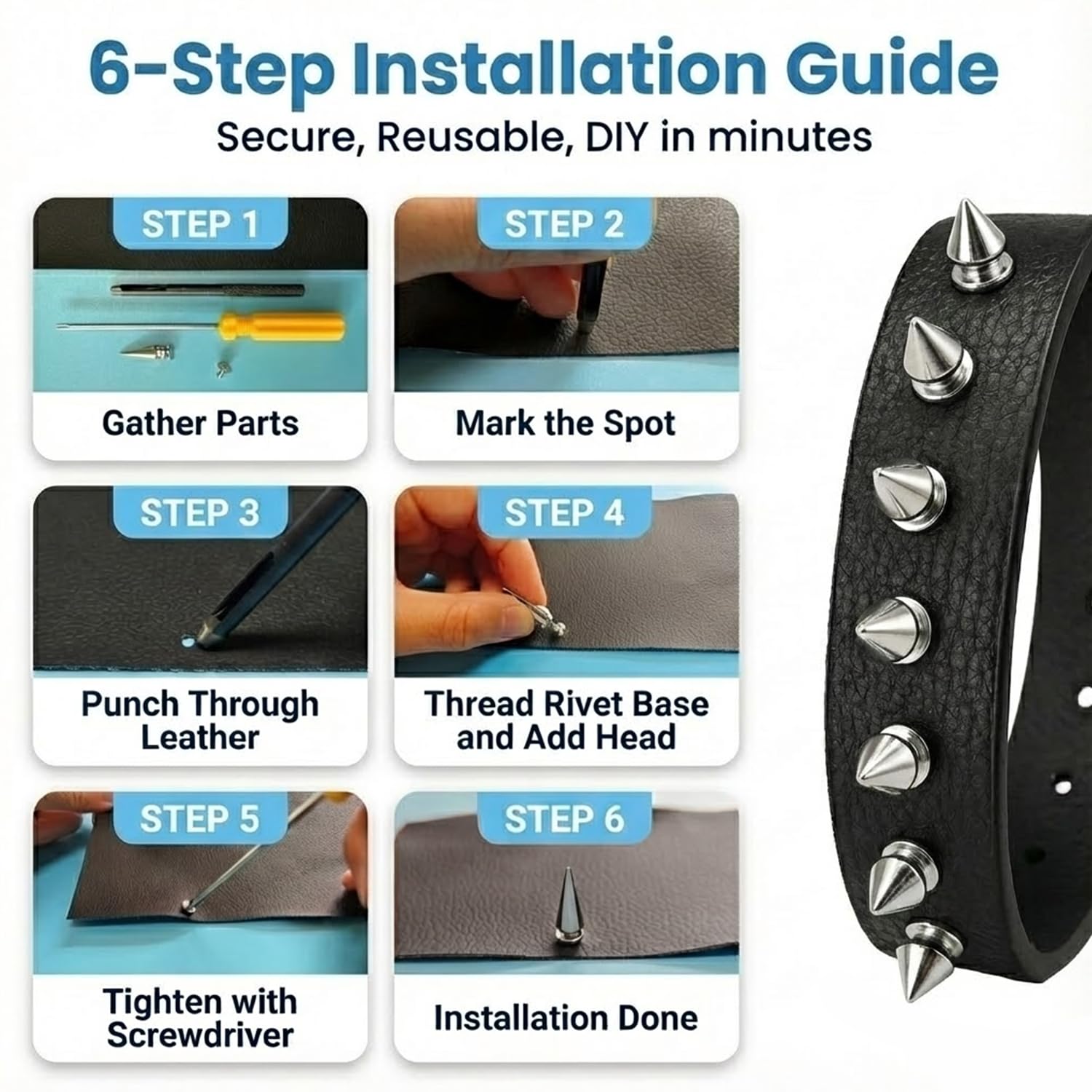 Amazon.com: Craluuur 455PCS Punk Spikes and Studs Kit for Clothing