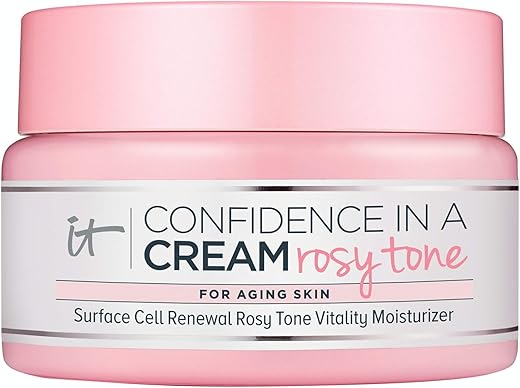 IT Cosmetics Confidence in a Cream, Rosy Tone - Skin Brightening Cream for Dull, Dry Skin - Pore Refining & Anti Aging - With Hyaluronic Acid & Collagen - 0.5 fl oz