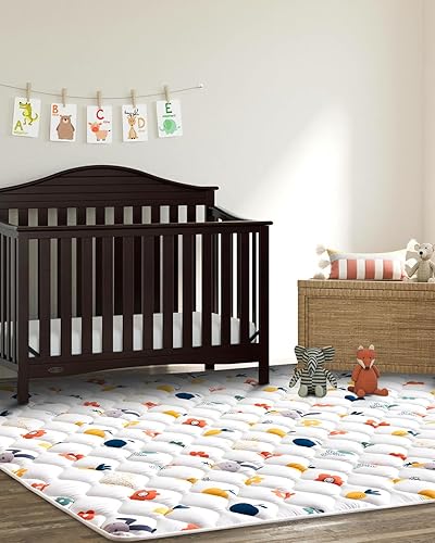 Miniatura 7 de Alfombrilla de juego de espuma premium sin olor para bebé VIVIDVIBEBEARPAS de 71" x 59", tela de microfibra suave para gatear en el piso - Cómoda e