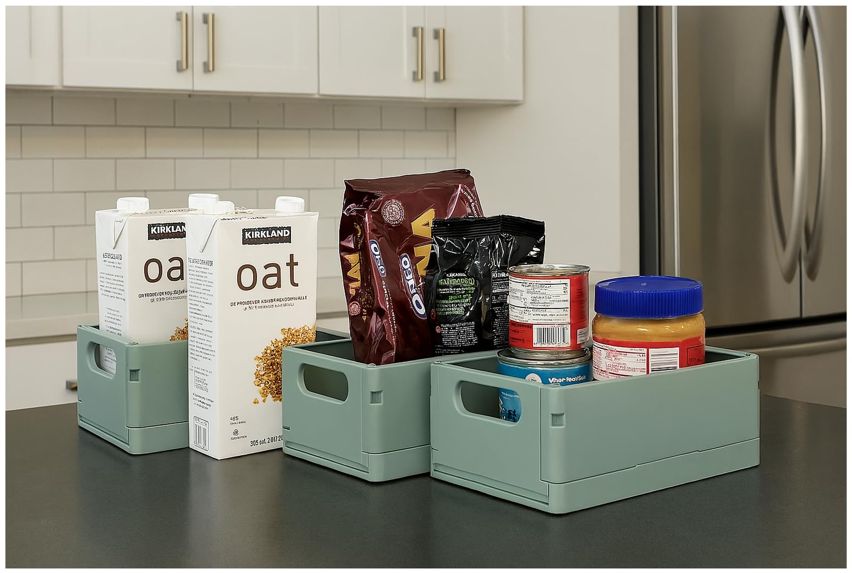 Record-Happy Stackable Foldable Storage Crates – 3 Pack 9 Inch Mini Plastic Baskets for Desk, Drawer, Home & Office Organization – Collapsible,