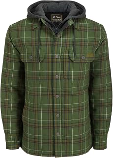 Men's The Campfire Flannel Hoodie | Warm Full-Zip Outdoor Jacket Shirt |Collar with Attached Adjustable Hood