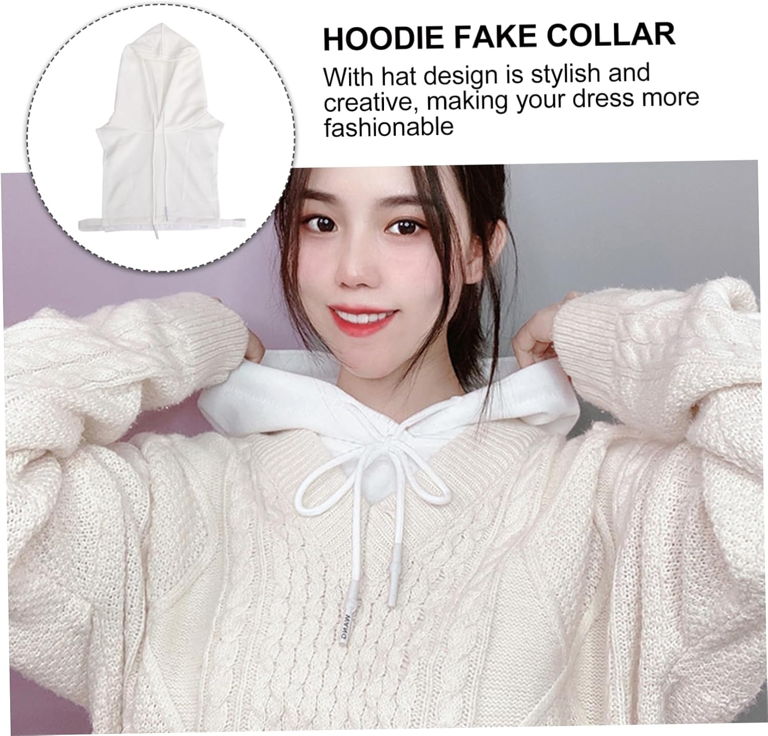 FRCOLOR 1Pc Unisex Detachable Fashion Cotton Collar with Hat Lightweight False Collar for Hoodies Sweaters Versatile Choker Style for Chic Casual Outfits