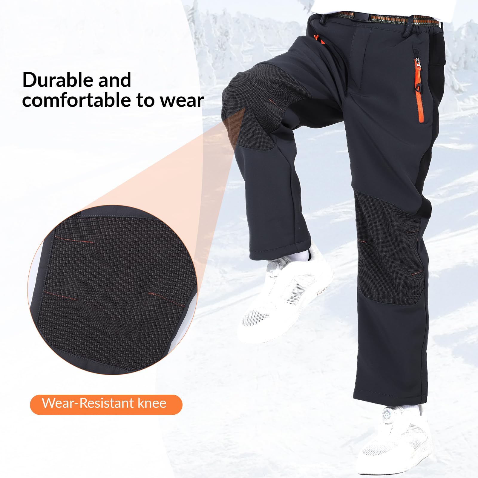 SUKUTU Pantalones de esquí de Invierno Impermeables y Cortavientos para niños, para niños y niñas, Talla Grande, Pantalones de montaña con Forro Polar y cinturón.