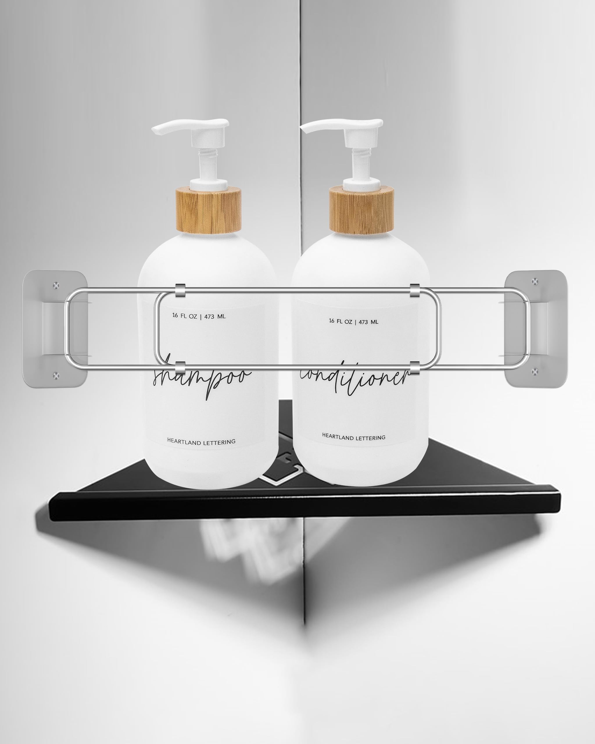 RV shower corner storage Bar- adjustable angle rod length Clear Corner Shelves, stainless steel rod length 7-23 inches, used to fix toiletries, Haves for RV, Camper, Trailer Bathroom (1 Pack)