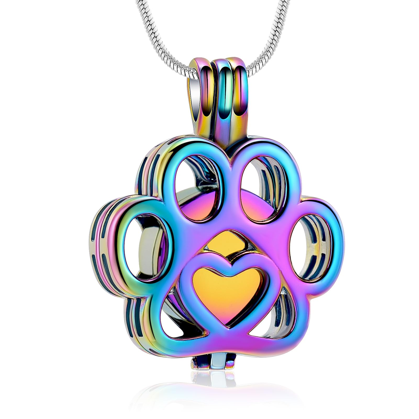 Pet Cremation Jewelry For Ashes For Dog/Cat Paw Stainless Steel Memorial Locket Urn Necklace Inside Mini Case Keepsake Cremation Jewelry Women Men