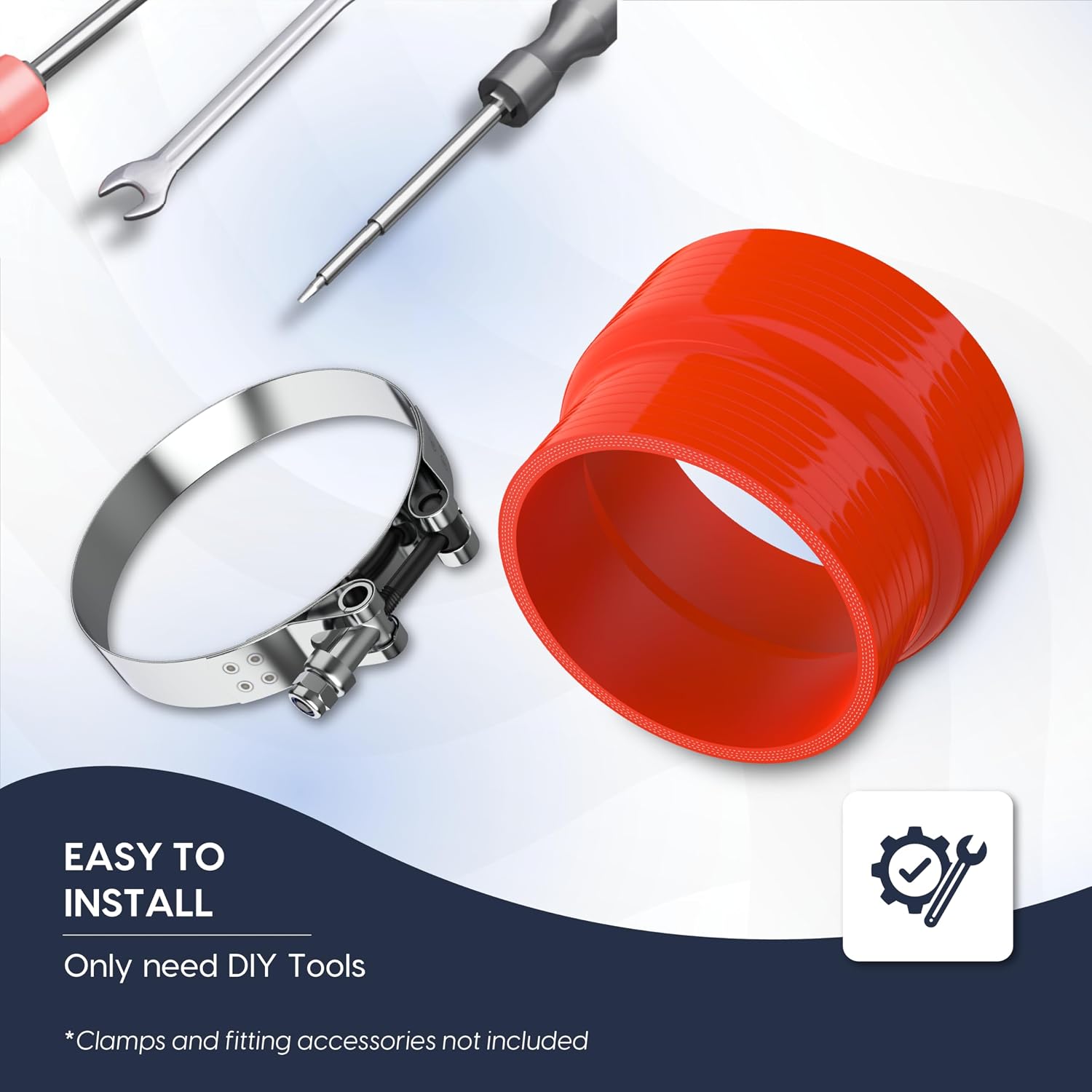 Straight Reducer Silicone Hose - 3.5" ID to 4" ID, 3"(76mm) Length Reducer Silicone Coupler Hose, 4-Ply Reinforcement Universal Straight Reducer Pipe for Automotive Use - Red