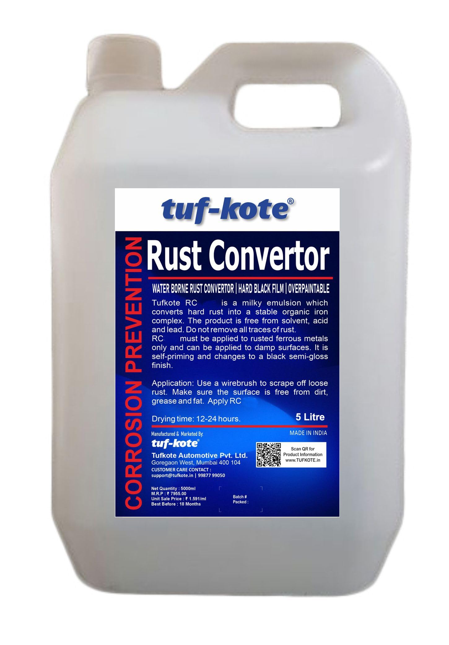 tuf-kote® Converust RC800 Water-Based Rust Converter Primer All-in-One, Ultimate One-Step Solution to Convert Rusted Metal Surfaces & Prevent Further Rusting [5000 ML]-image-23