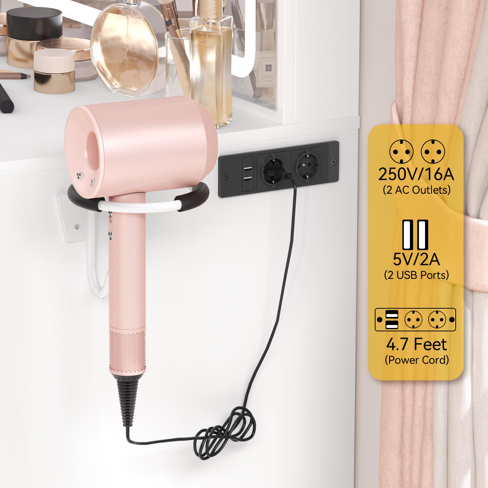 YITAHOME Schminktisch mit verstellbaren LED-Beleuchtung und Steckdosen,Frisiertisch mit 4 Schubladen mit Hocker,Schminktisch mit Spiegel,Weiß