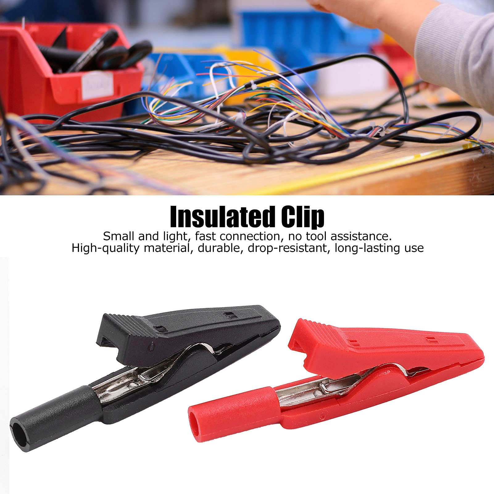 Pince isolée portable de 2 mm, pince de test électrique rouge + noir pour le test numérique de l'électricité