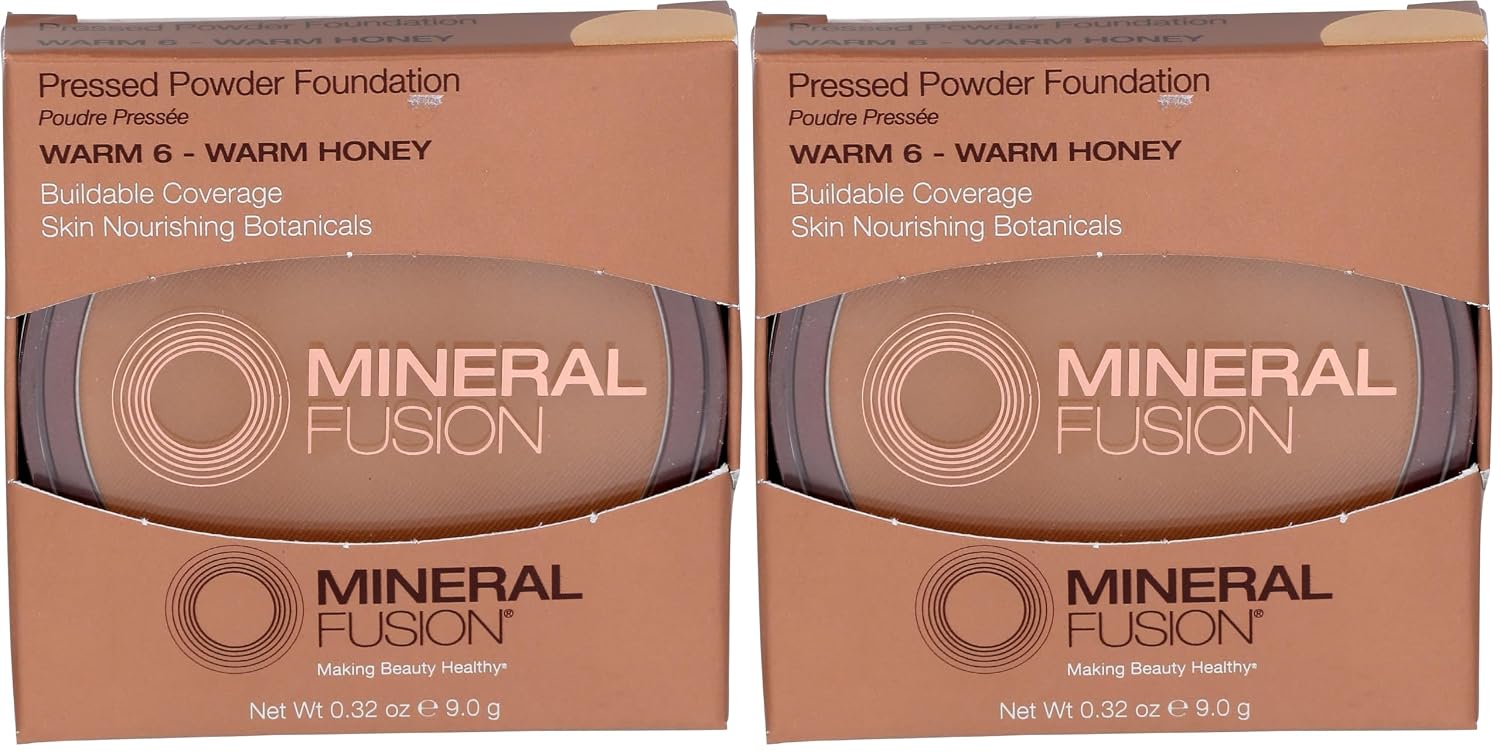 Mineral Fusion Pressed Powder Foundation, Warm 6, 0.32 Ounce (Pack of 2)