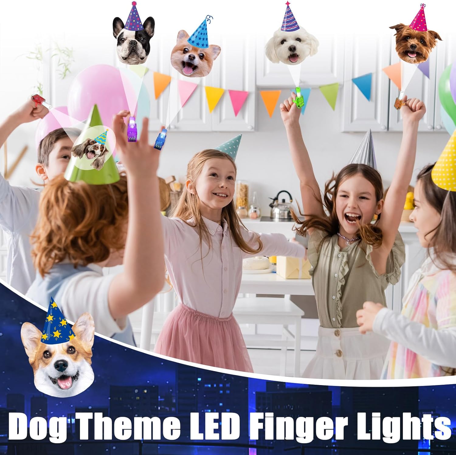 36Pcs Dog Themed LED Finger Lights Puppy Party Favors Glow in the Dark Light Up Finger Lights Toys Bulk for Birthday Party Favors Treasure Box Goodie Bag Stuffer Birthday Gifts Classroom Prize