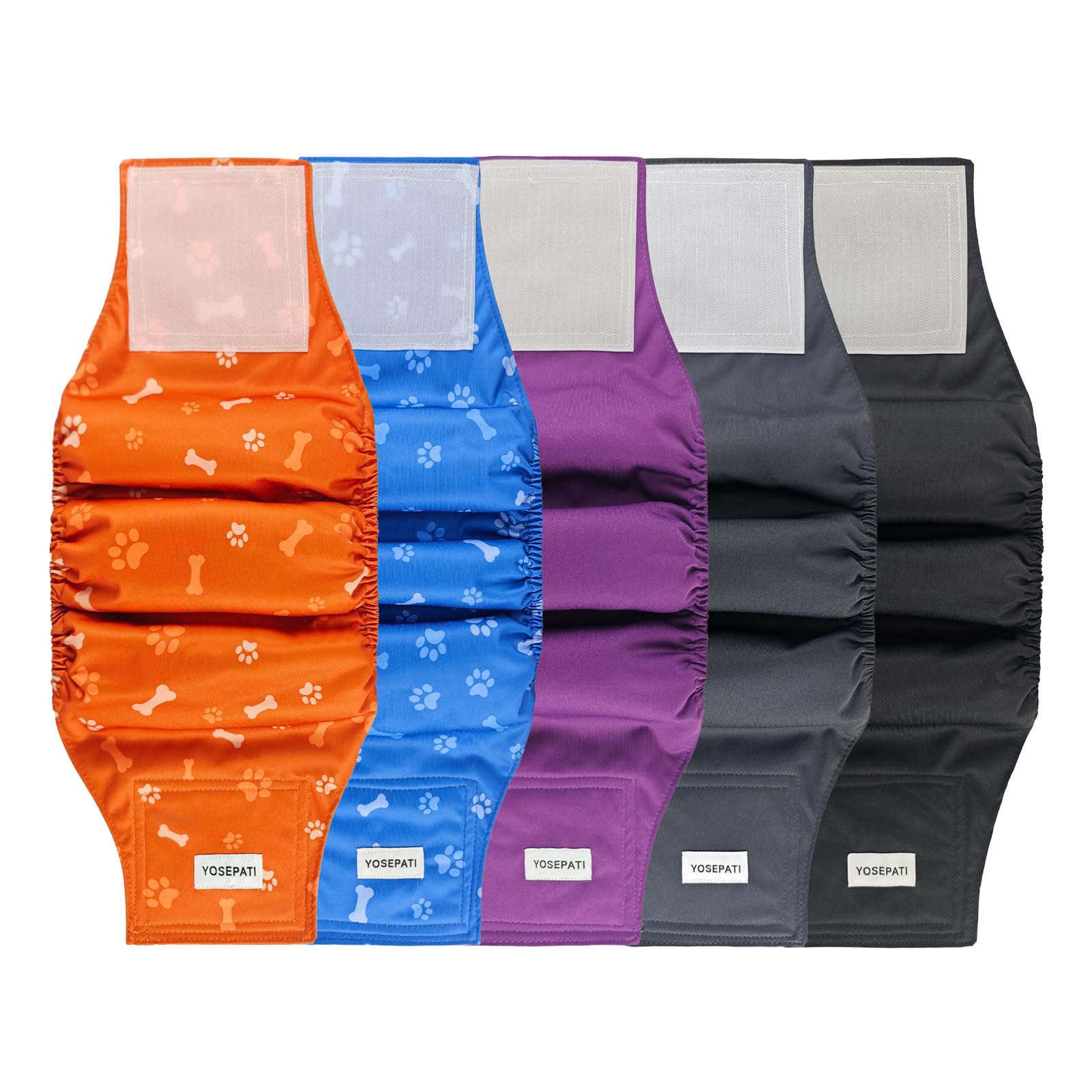 YOSEPATI 5 Pack Washable Male Dog Diapers, Premium Reusable Belly Bands for Male Dogs, High Absorbing Male Dog Pee Wraps & Doggie Puppy in Incontinence, Excitable Urination & Training (Large)
