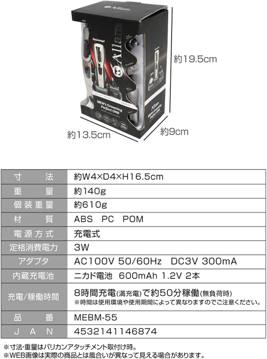Macros grooming kit specifications table