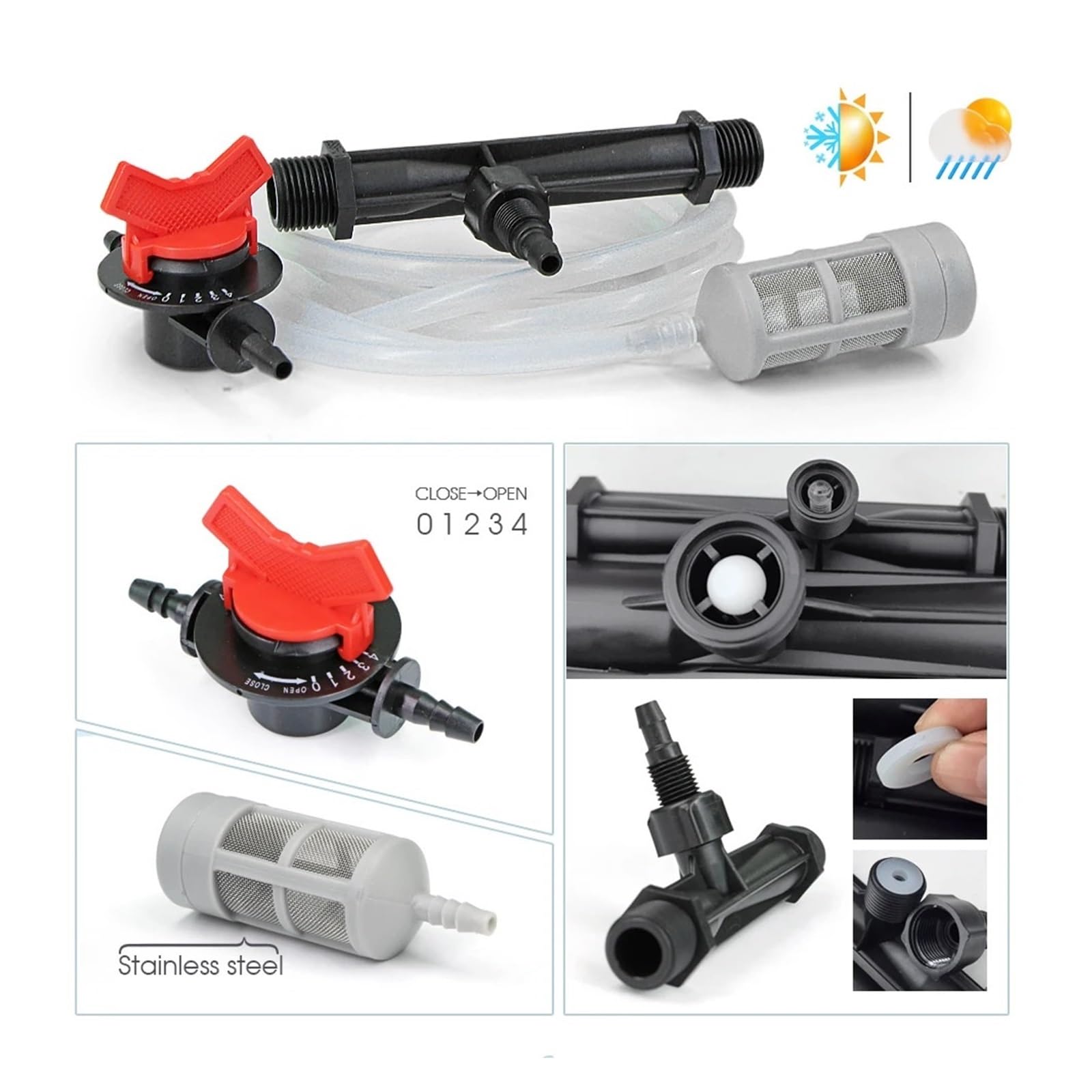 1/2 "3/4" 1" gwint męski zestaw wtryskiwaczy nawozu Venturi do nawadniania rolniczego-system nawadniania szklarni ogrodowej filtr montażowy(F-1kit)