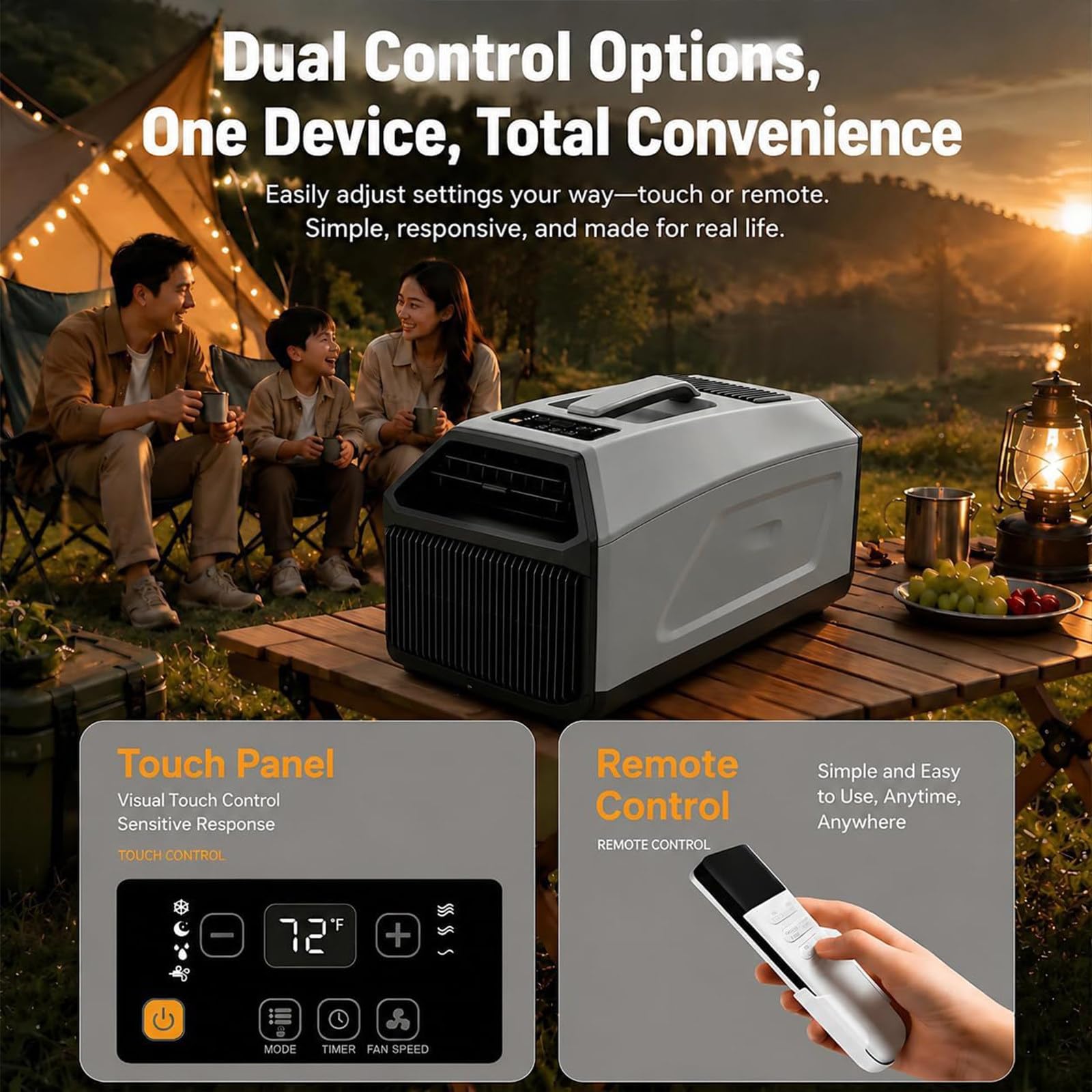 Aire Acondicionado Portátil de 220V para Interior/Exterior 4500BTU | AC para Tienda de Campaña - 4500 BTU / 5100 BTU, 36 dB de Silencio para Furgoneta Camper, Autocaravana, Cabina de Camión