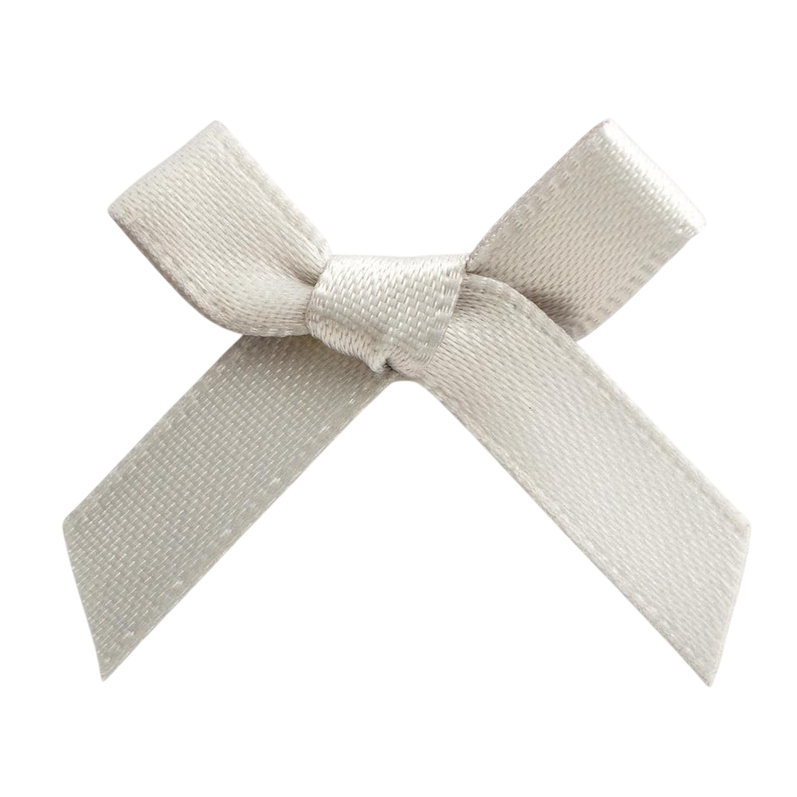 Italian Options Mini Satin Ribbon Bows, Small Bow Decorations for Crafts, Gifts, Hampers, Hair Bow, Wedding Stationery, Floristry, Christmas, Cakes, Crafting, Silver, 100 Pack, 3 cm — image 1