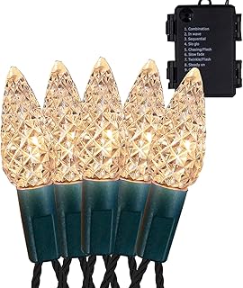Twinkle Star C6 Christmas String Lights, 50 LED 17ft Battery Operated Fairy Lights with 8 Lighting Modes, Indoor Outdoor W...