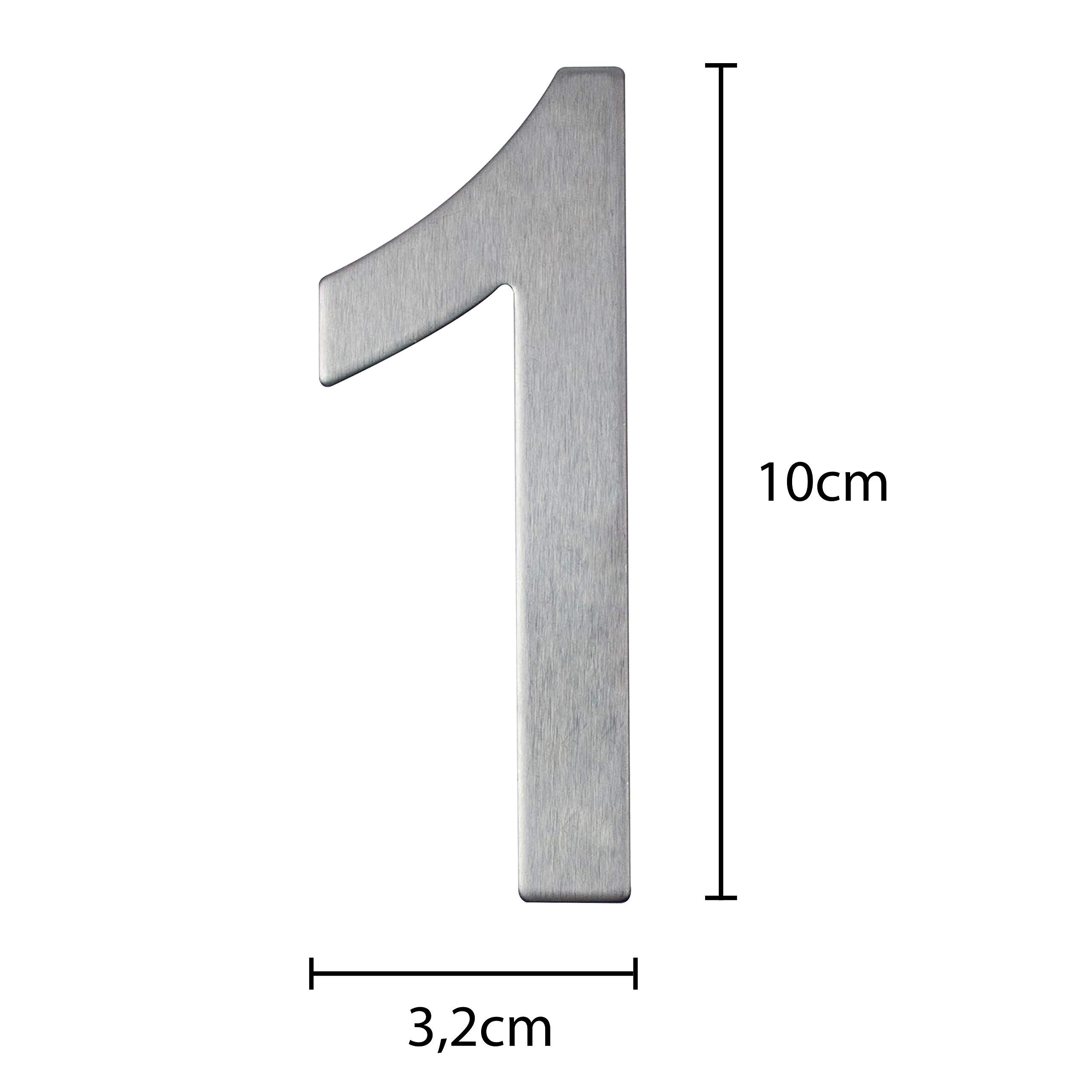 Numero civico in acciaio inox adesivo, altezza 10 cm, numero civico design (1)