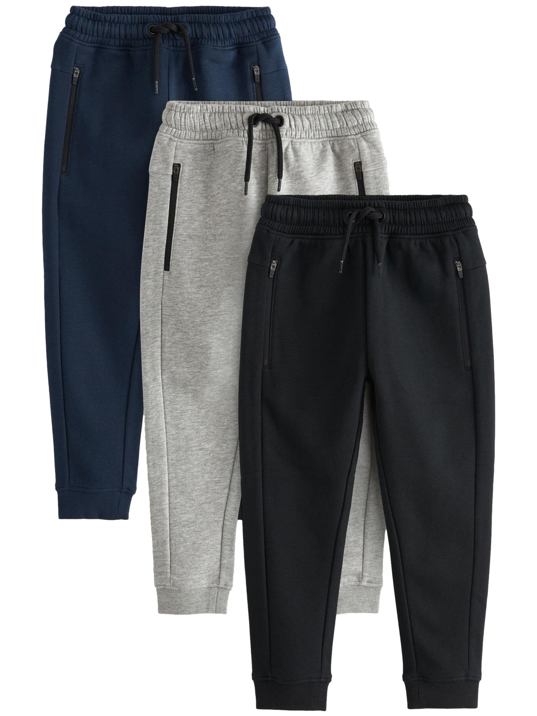 NEXT Ragazzo Confezione da 3 Pantaloni da Jogging Slim con Zip