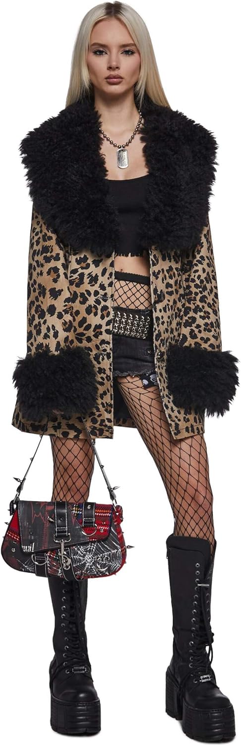 Dolls Kill Punk Chick Handbag by Current Mood – Studded Plaid Flap Shoulder Bag with Hardware Accents, One Size