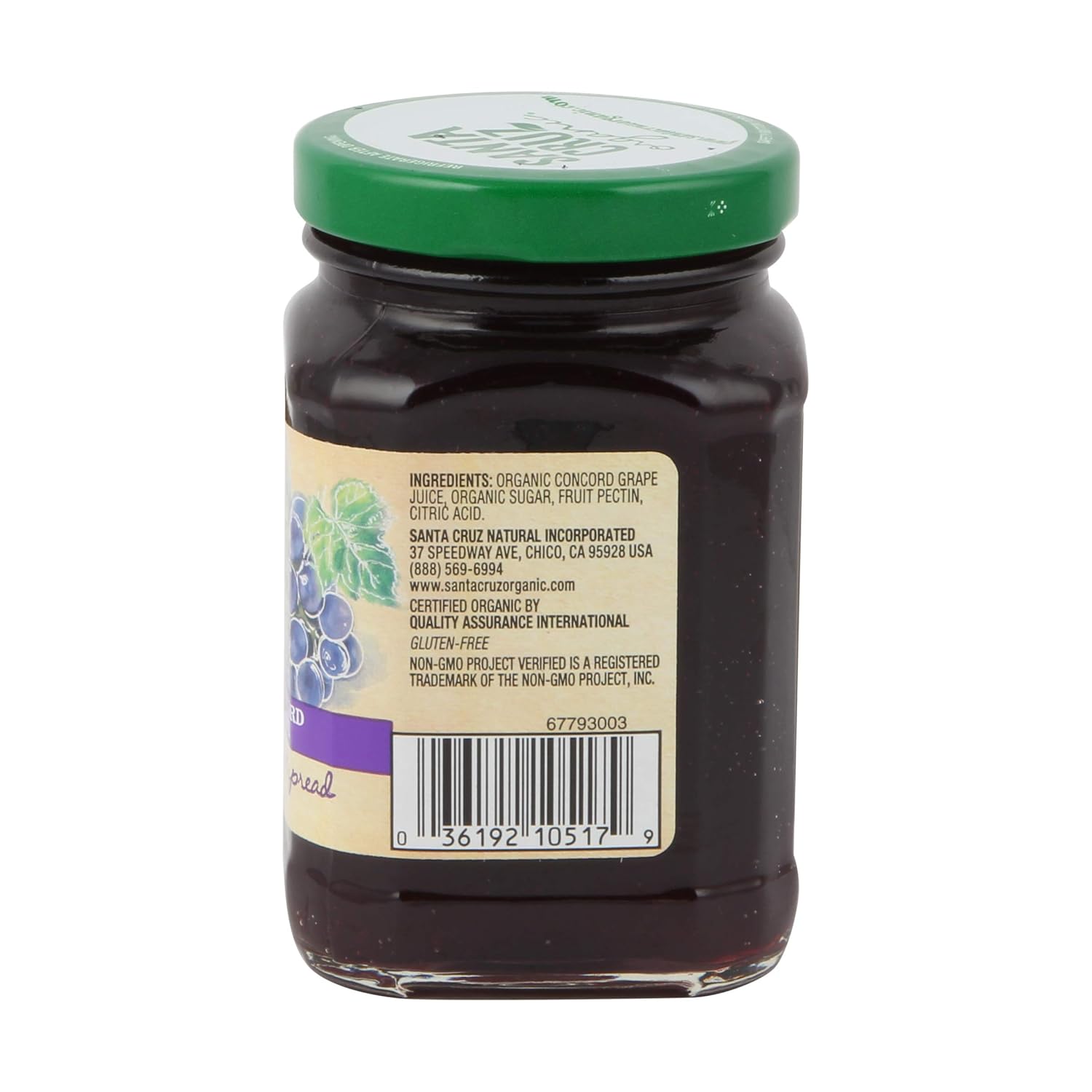 Santa Cruz Fruit Spread, Concord Grape, 9.5 oz