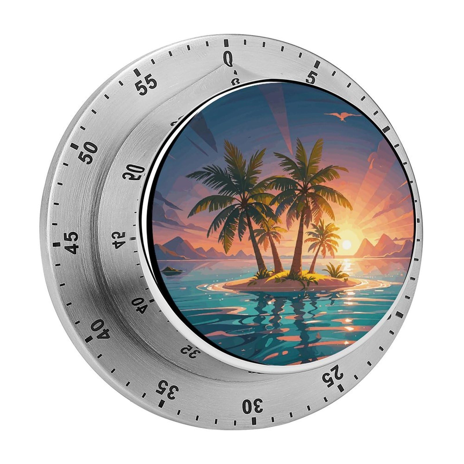 Palm Tree Island Kitchen Timers Magnetic Back Manual Countdown Timers for Classroom Home Gym Tanning