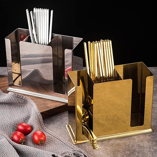 Miniatura 3 de Soporte para utensilios de restaurante chino, acero inoxidable para colgar, 3 compartimentos, rejilla de secado de utensilios de malla, palillos,