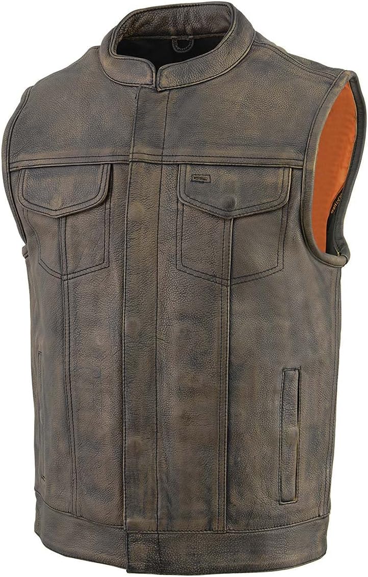Milwaukee Leather Men's Club Style Motorcycle Vest -Premium Leather, Dual Closure, CCW Pockets, Patch-Ready Back - Image 7