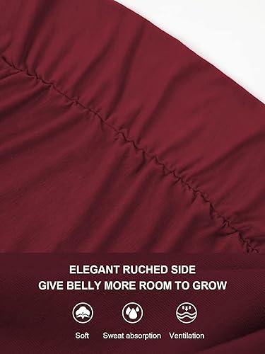 Miniatura 4 de Glampunch Camisas de maternidad para mujer, manga corta y larga, con lazo frontal, tops de maternidad