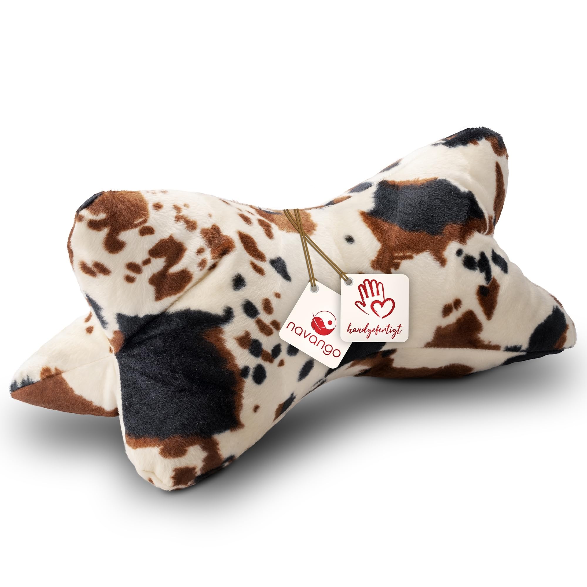 Coussin de lecture fait main imitation fourrure de vache, oreiller cervical lavable