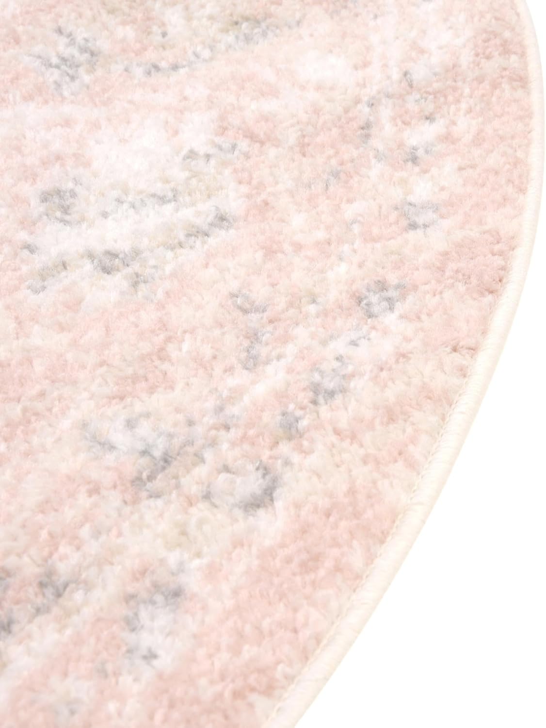 Rugs.com Madeline Vintage Collection Rug – 4 Ft Round Rose Pink Low-Pile Rug Perfect for Kitchens, Dining Rooms