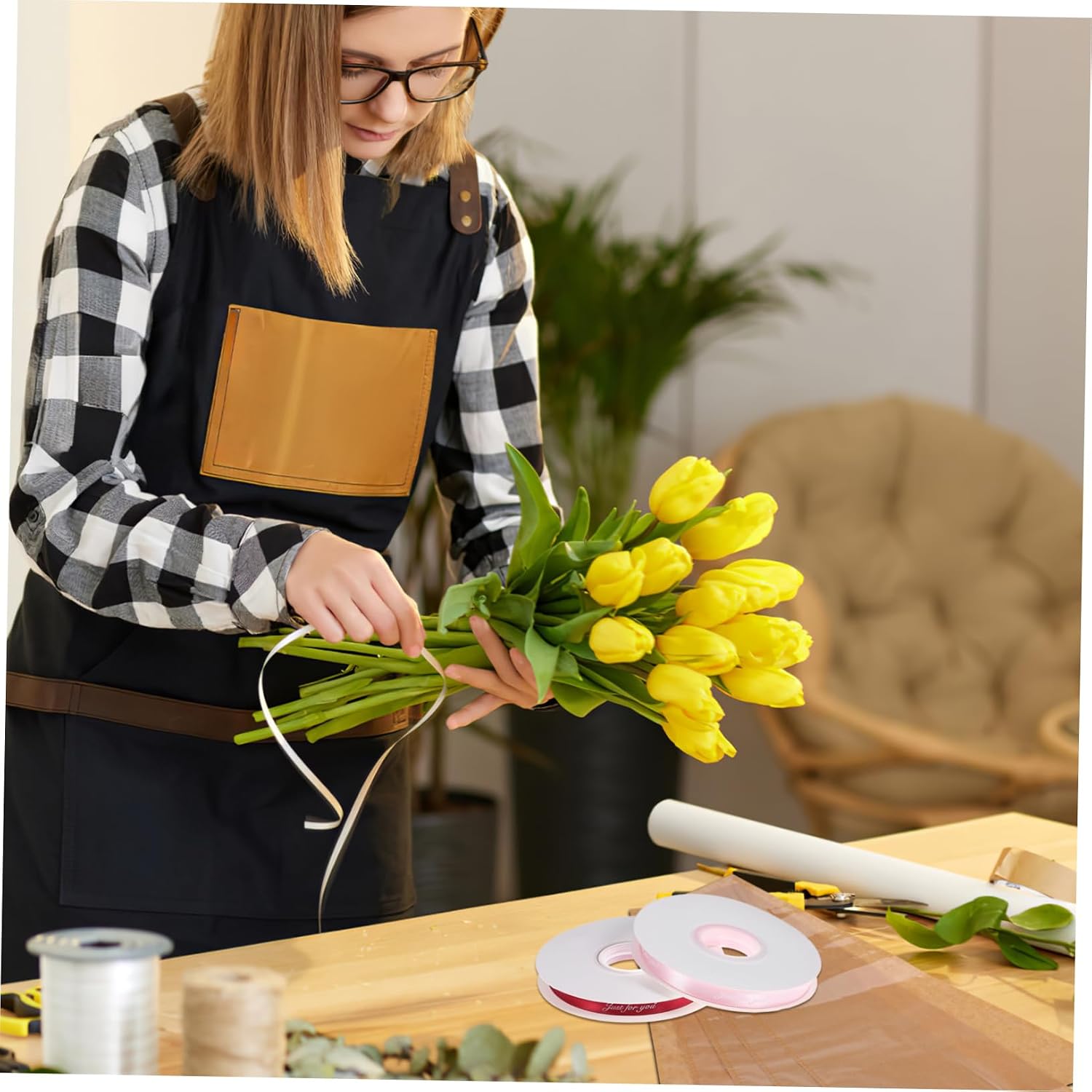 LIFKOME Floral Packaging Bags Cowhide Paper Flower Bags with Ties Perfect for Bouquets Celebrations