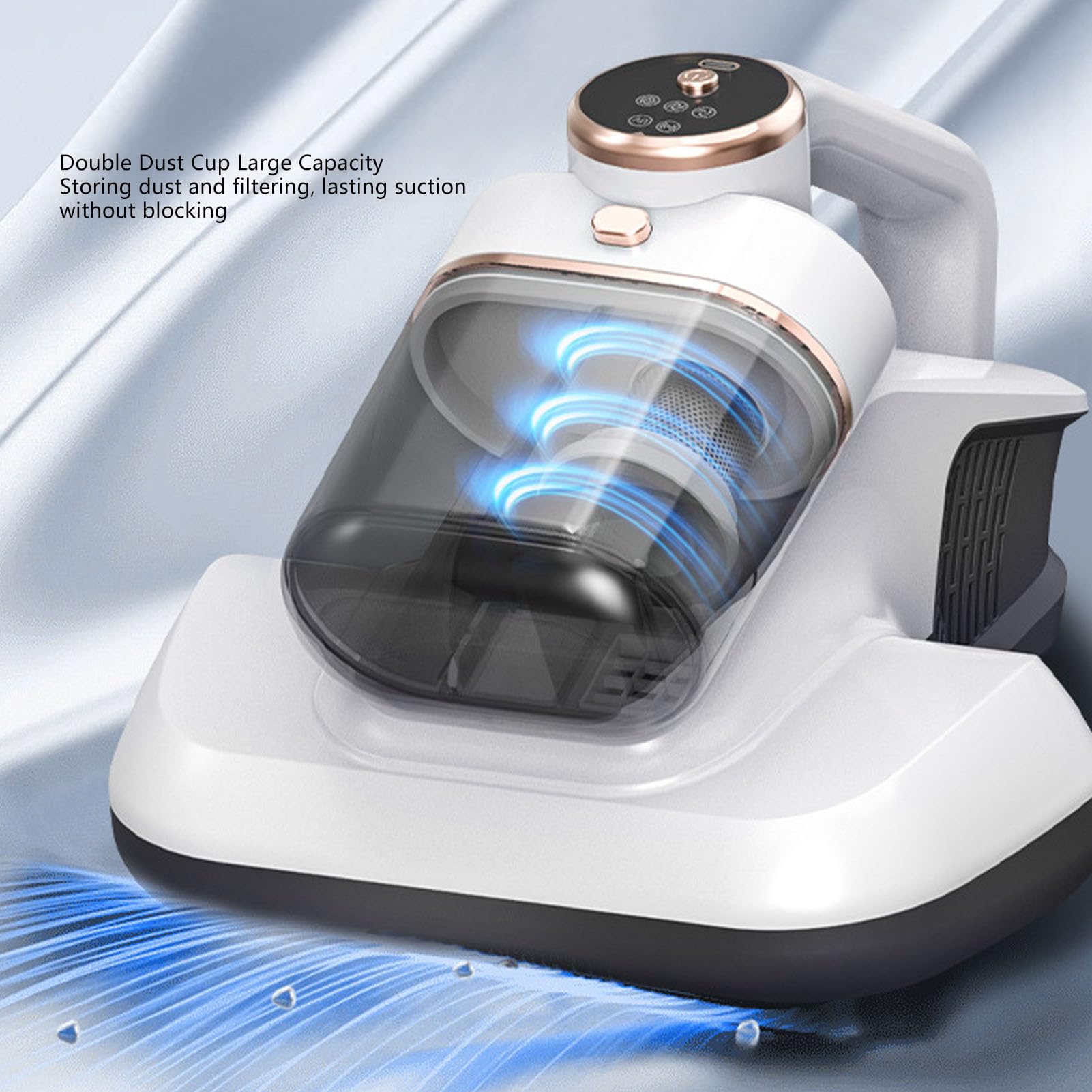 KIMISS Aspirador de Colchones con Fuerte Succión de 16Kpa para una Limpieza Profunda - Limpiador de Mano Inalámbrico para Sofás y Camas con Pantalla LED