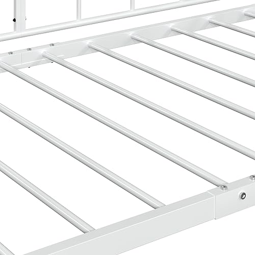 Miniatura 8 de VECELO Marco de sofá cama, cama de plataforma de metal tamaño individual con cabecero, listones de acero resistente soporte para sala de estar