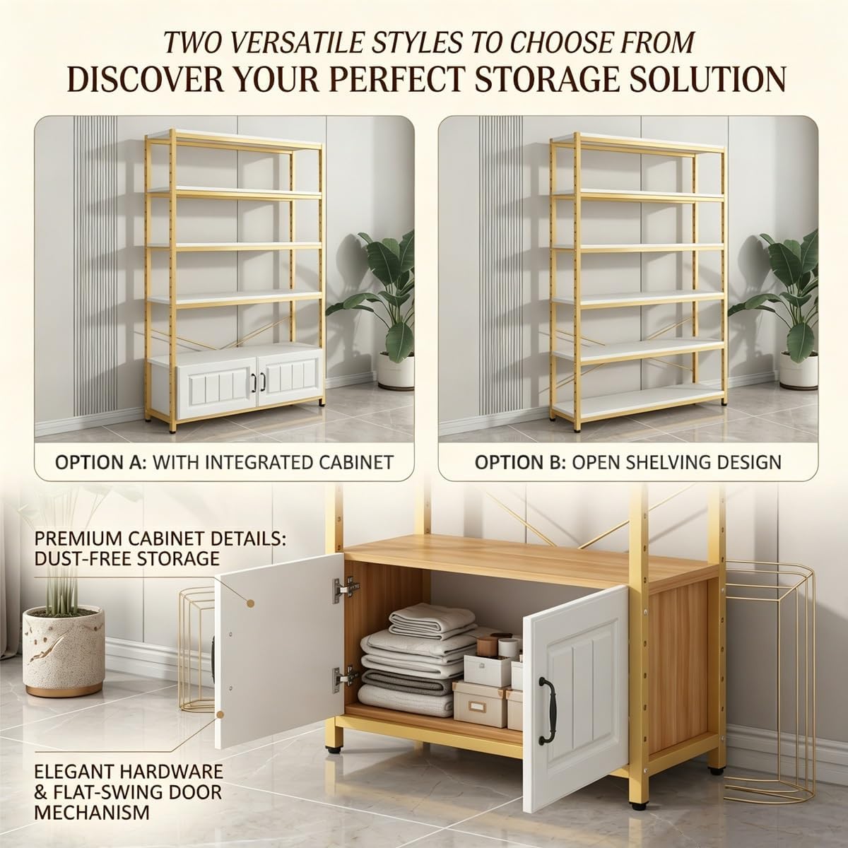 Adjustable Wooden Gondola Shelving with Cabinet - Heavy-Duty Particle Board Construction for Home Organization and Retail Store Display(B,100x30x220cm/39.4x11.8x86.6in)