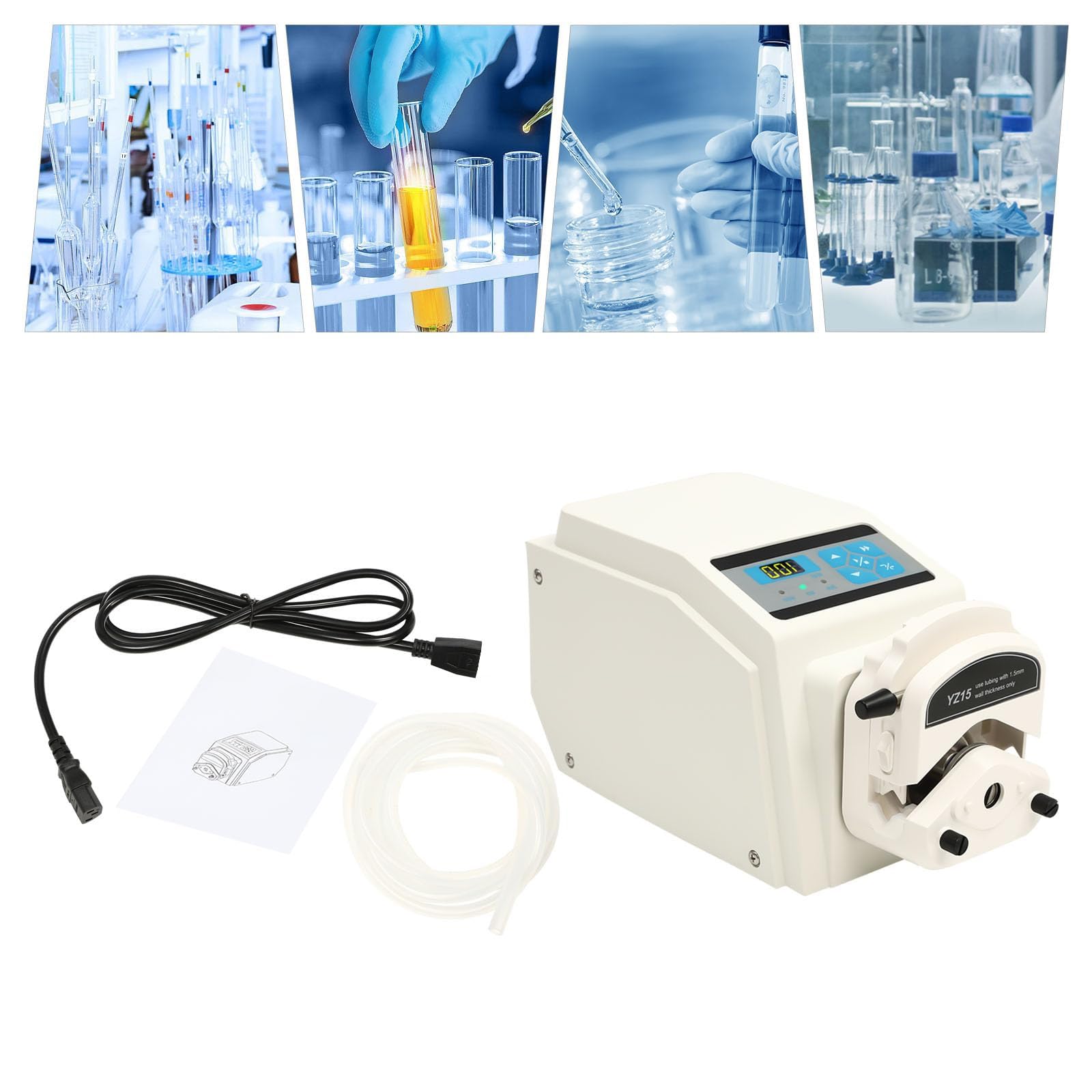 Bomba peristáltica de velocidad variable, bomba dosificadora de líquidos industrial de alta precisión con cabezal de bomba, capacidad de extracción 0,07 a 380 ml/min, bomba dosificadora de líquido
