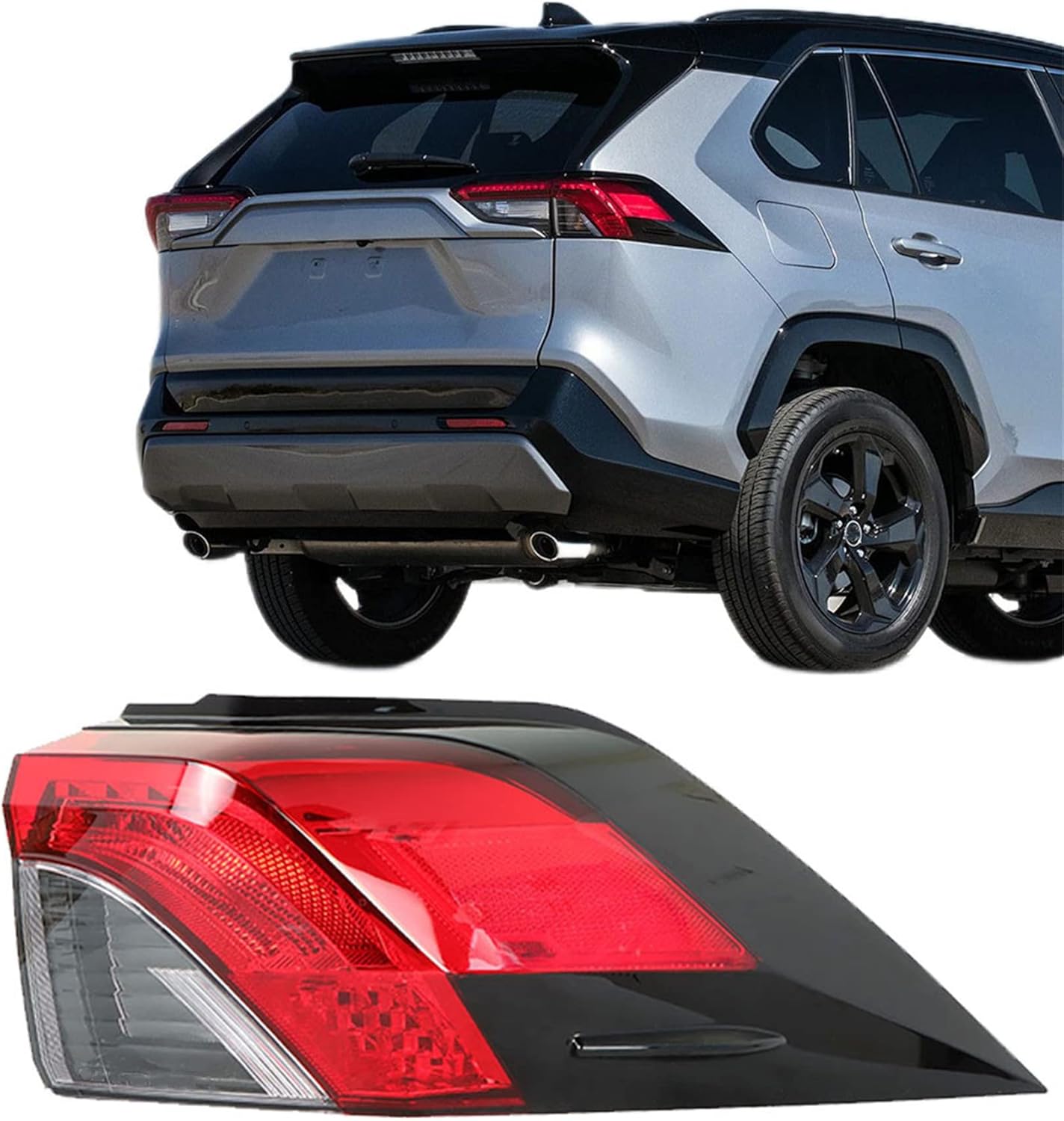 Silscvtt Passenger Side Outer Tail Light Assembly Replacement for Toyota RAV4 2019-2020 Right Rear Brake Tail Lamp 815500R090 TO2805148