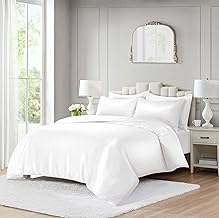 10 Piece Satin Silk Complete Bedding Set – Luxury Satin Duvet Cover, Silky Fitted Sheet with Matching Pillowcases, Sleep Mask, Hair Accessories & Storage Pouch (White, Double)