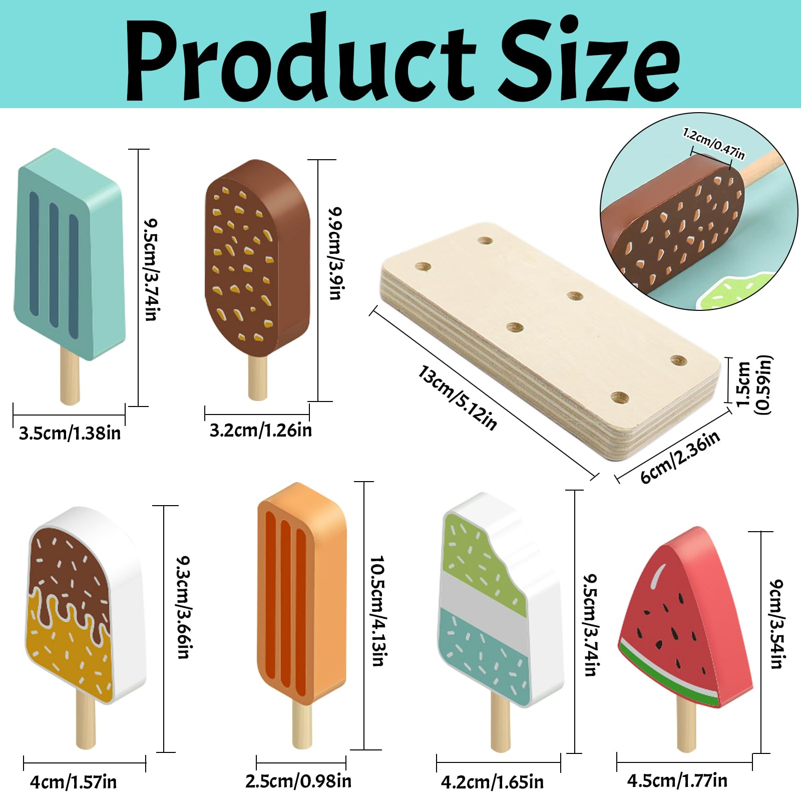 Holz Eisdiele Spielzeug Set - 6 Eiscremes Mit Ständer Für Kinder Ab 3 Jahren