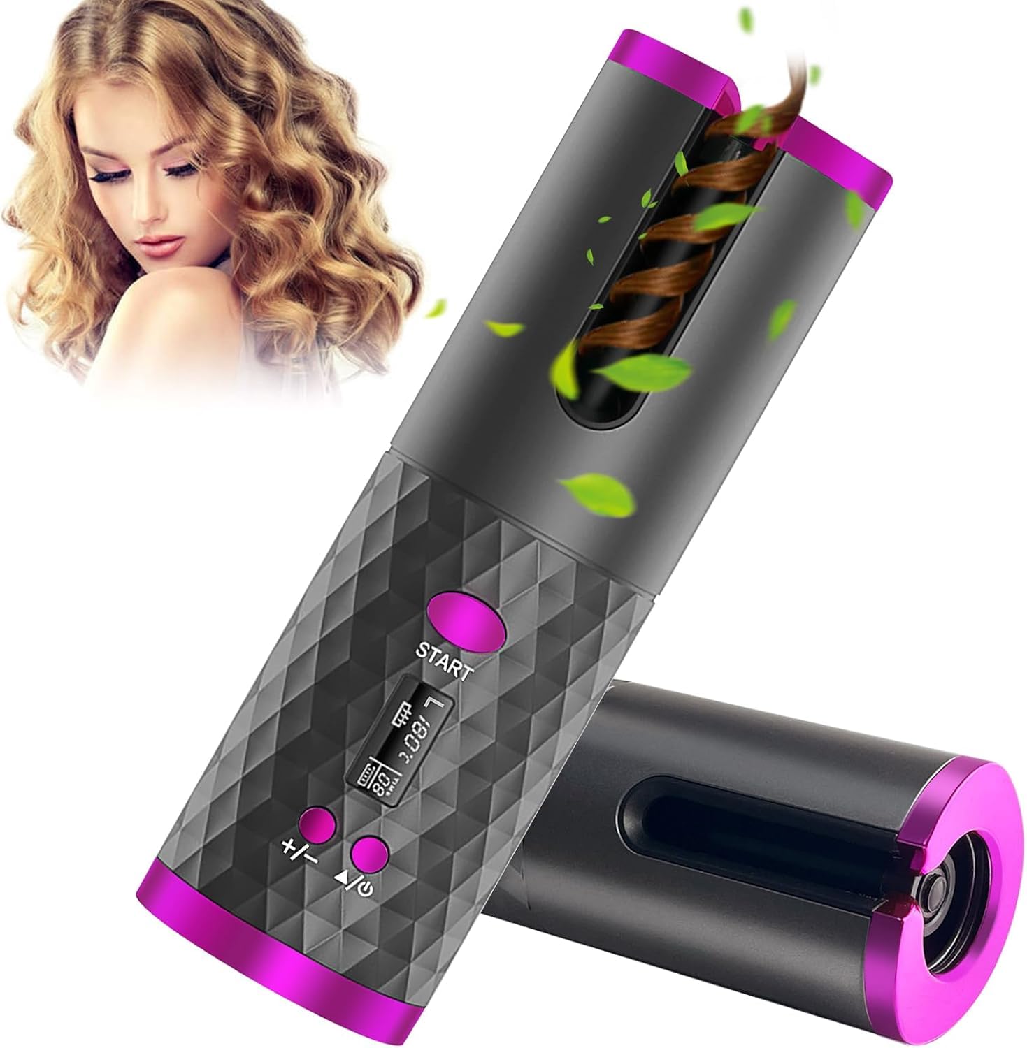 Best Automatic Hair Curler With Timer And Heat Settings Professional Auto Curling Iron For Quick, Beautiful Curls, Portable And Cordless For Beginners, Long Hair, And Travel, Black
