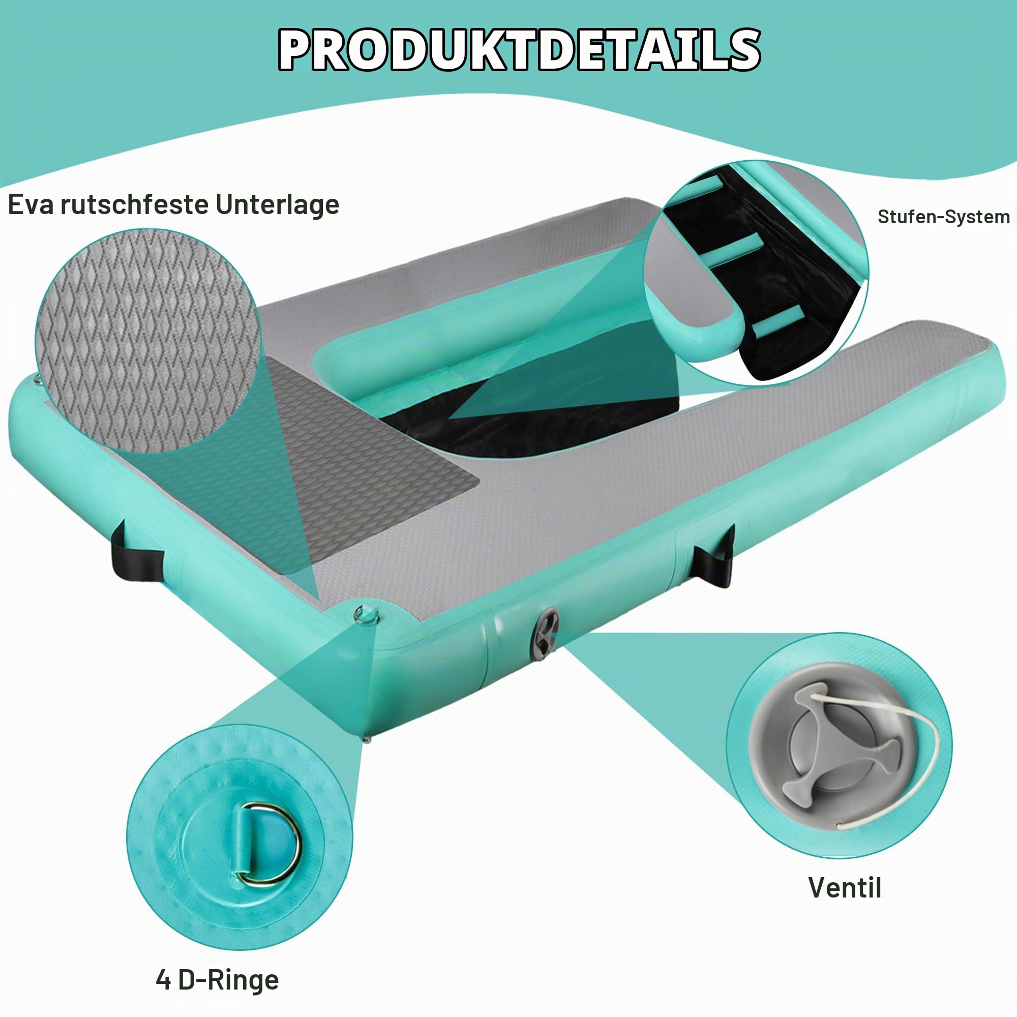 Hunde Wasserrampe,Große Aufblasbare Wasserrampe Pool Leiter100 kg | Extra Große Stufe Breite Welpen-Planke rutschfeste Hundeboot Schwimmende Leitermit für Hunde 100 kg für Pool,Boote,Docks,Seen