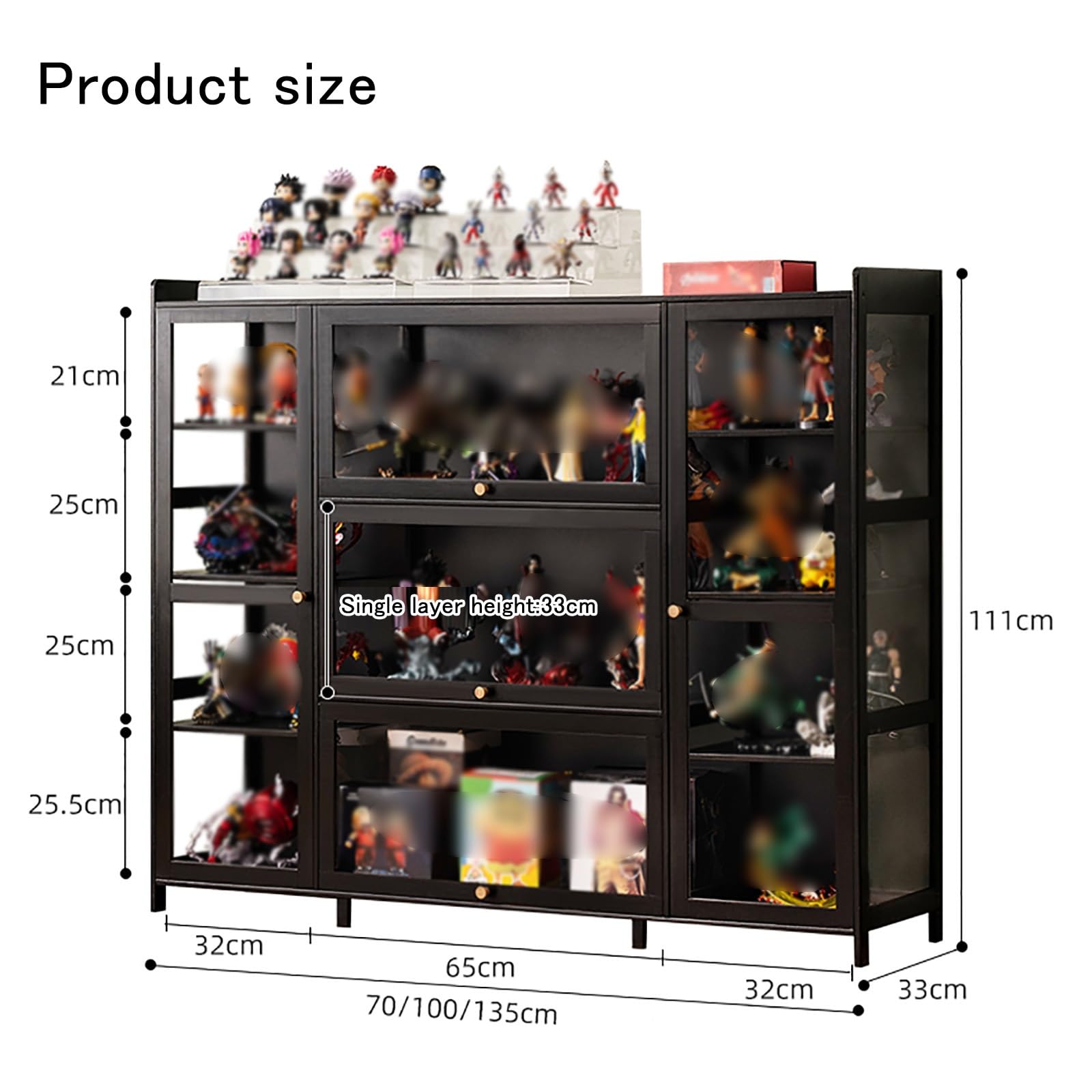 Vitrinas para Colecciones Vitrina Expositora Vitrina de Colección Sellada A Prueba De Polvo con Puertas Acrílicas Adecuada para Sala De Estar Y Sala De Estudio(5 Doors 135CM)