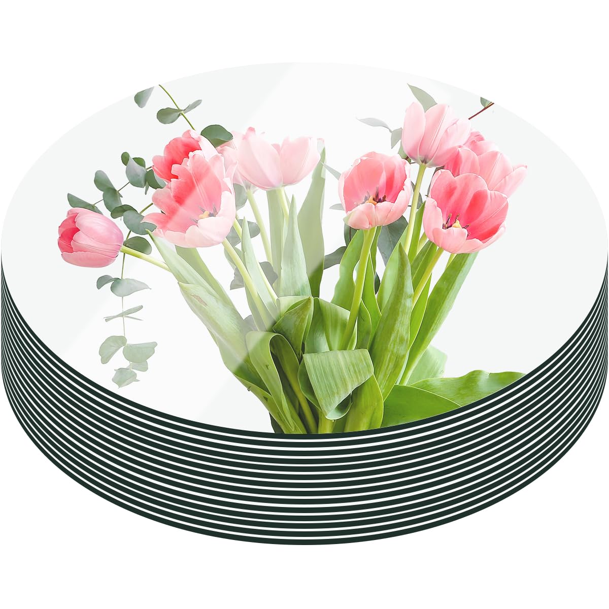 Photo 1 of 12PCS Round Mirrors for Centerpieces, 12inch Circle Mirror Centerpieces for Tables, Acrylic Candle Plate Wall Mirror Tiles for Wedding Table Centerpieces Birthday Decorations DIY Craft