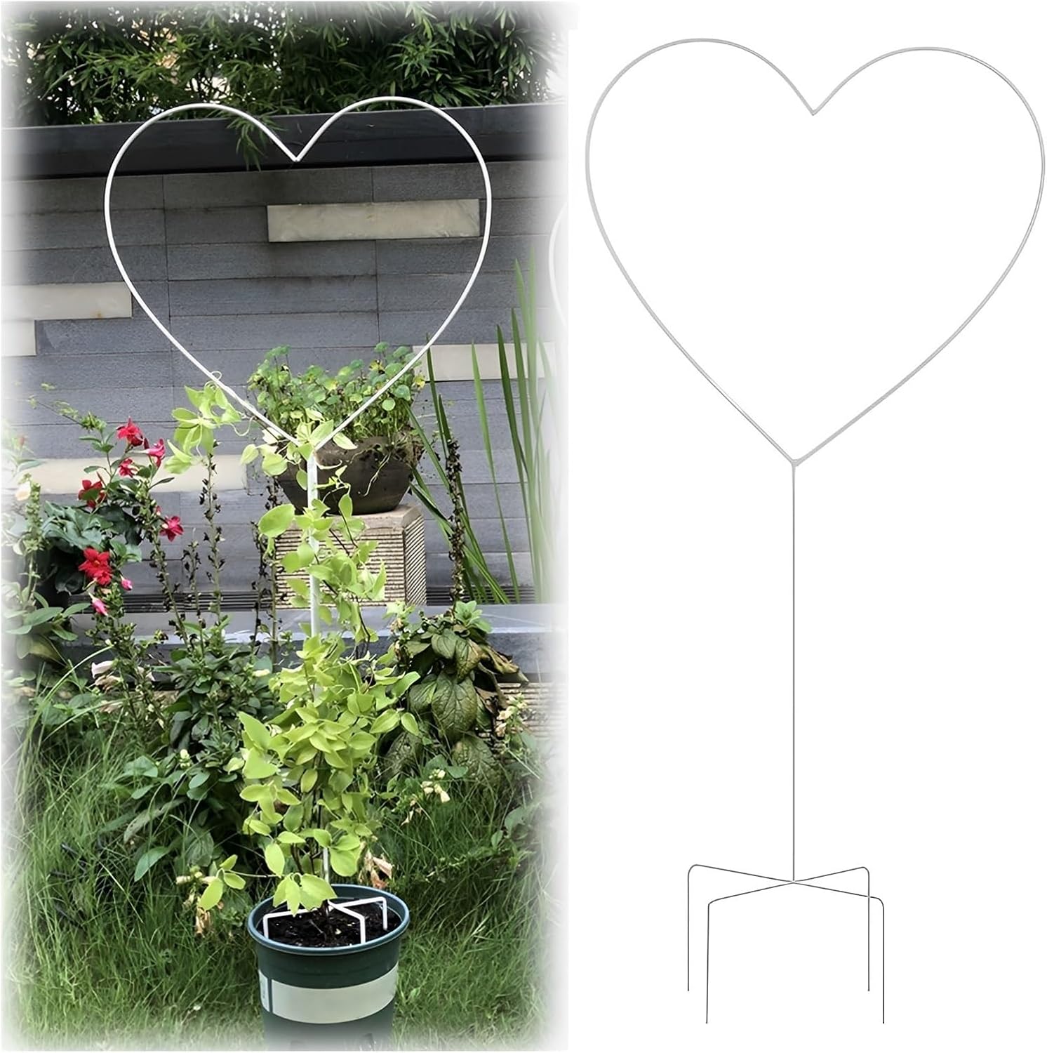 Heart-Shaped Garden Trellis for Climbing Plants, 104cm/41 Iron Plants Climbing Holder Rack for Decorative Potted Plants Flowers Indoor Otdoor (Color : Black, Size : 104x42cm/41x16.5in)