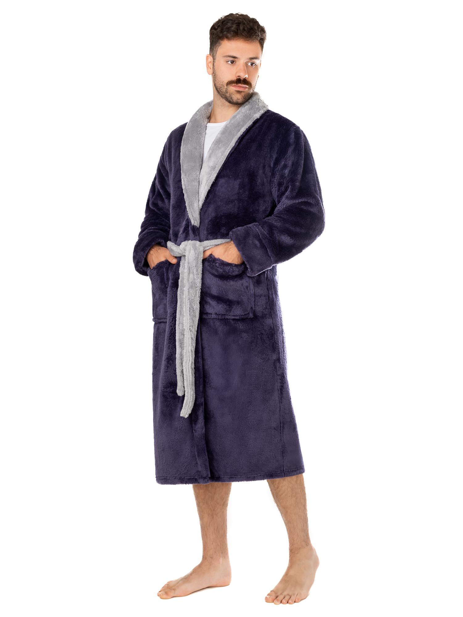 LEBENGOOD Vestaglia Uomo Inverno - Accappatoio Uomo - Morbido, Accogliente - Tasche - Cintura Regolabile- 100% Microfibra Oeko-Tex®