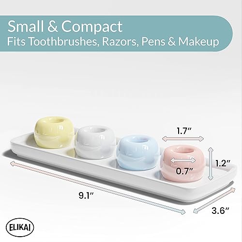 Miniatura 8 de Soporte pequeño para cepillos de dientes para baños con bandeja, soporte para cepillos de dientes con soporte de cepillado de dientes, soporte de