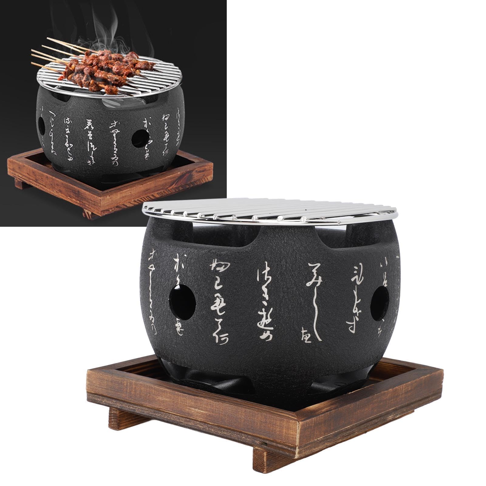 Griglia in Stile Giapponese, Mini Griglia Portatile per Barbecue Giapponese, Stufa a Carbone per Alimenti Rotonda, Stufa per Barbecue per Uso Domestico Patio(L)