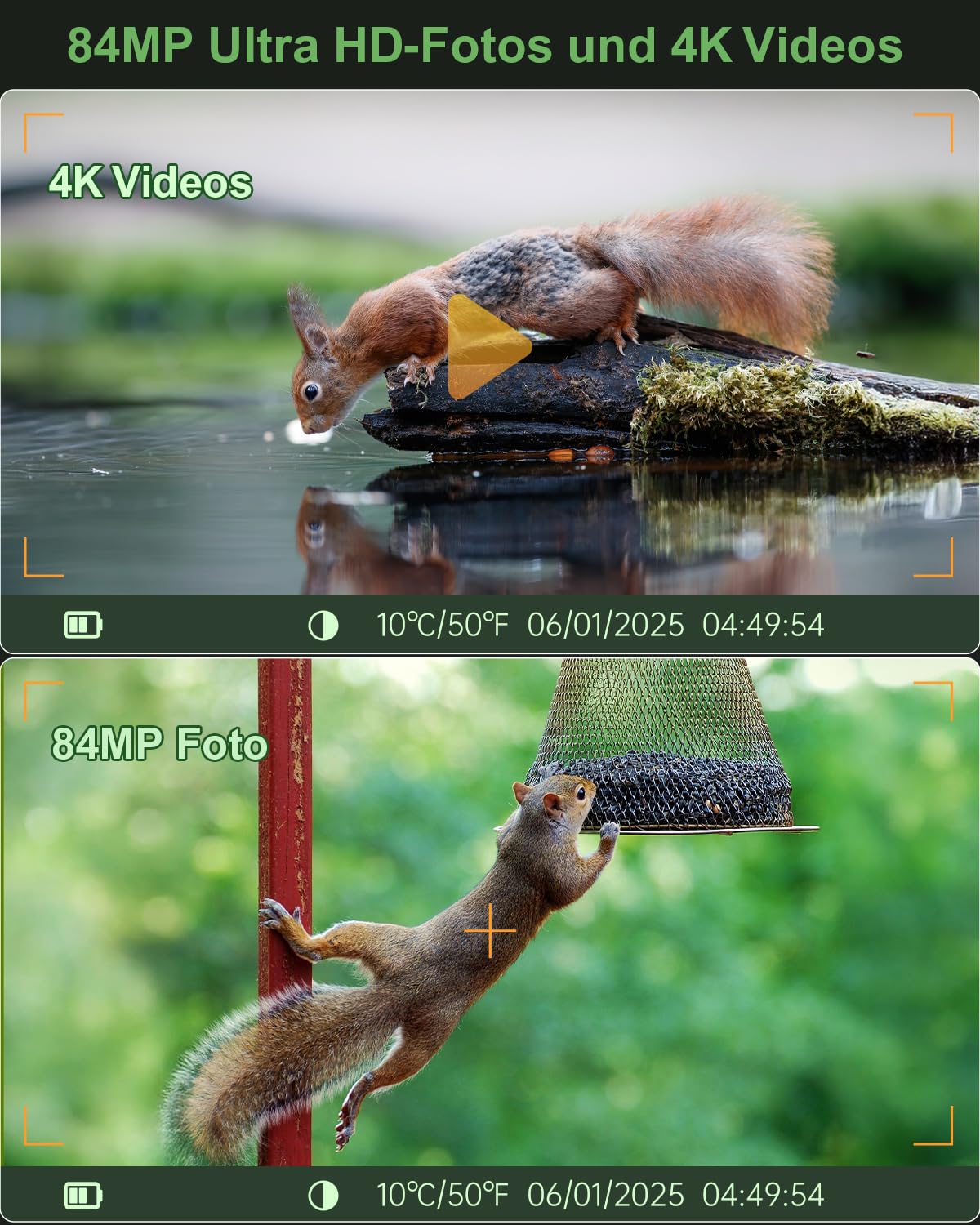KJK 4K 84MP Wildkamera mit Handyübertragung APP, WLAN Bluetooth Wildkamera mit Bewegungsmelder Nachtsicht, 8*AA-Batterien, 130 °Weitwinkel Wildtierkamera, IP67 Wasserdicht