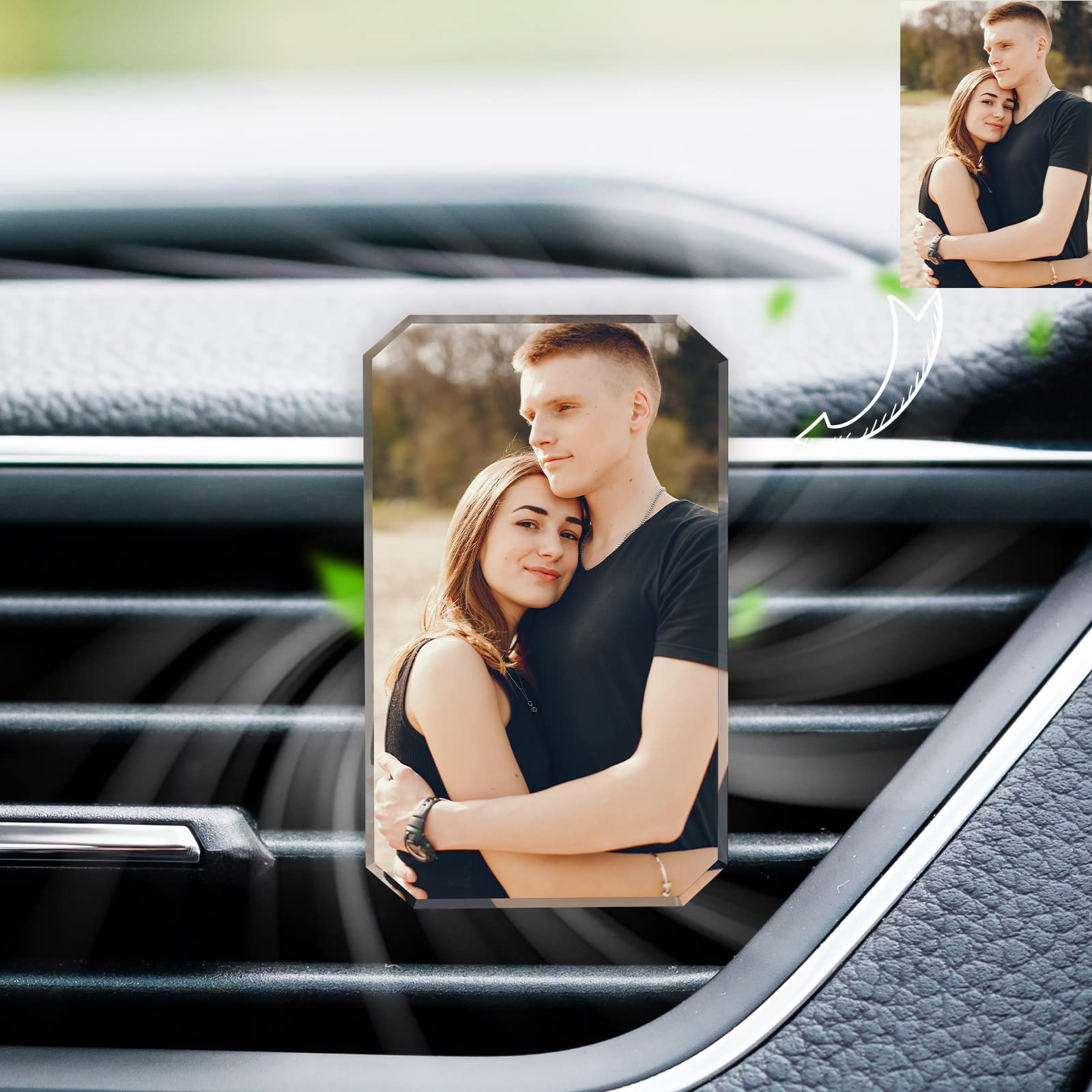 Fresh Car Vent Clip with your photo,Crystal Car Air Freshener Vent Clip,Customized Photo Car Interior Decorations